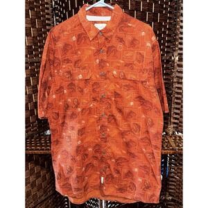 Cabela's Men's Vented Back Shirt Size L Orange Fly Fishing Lure Outdoors